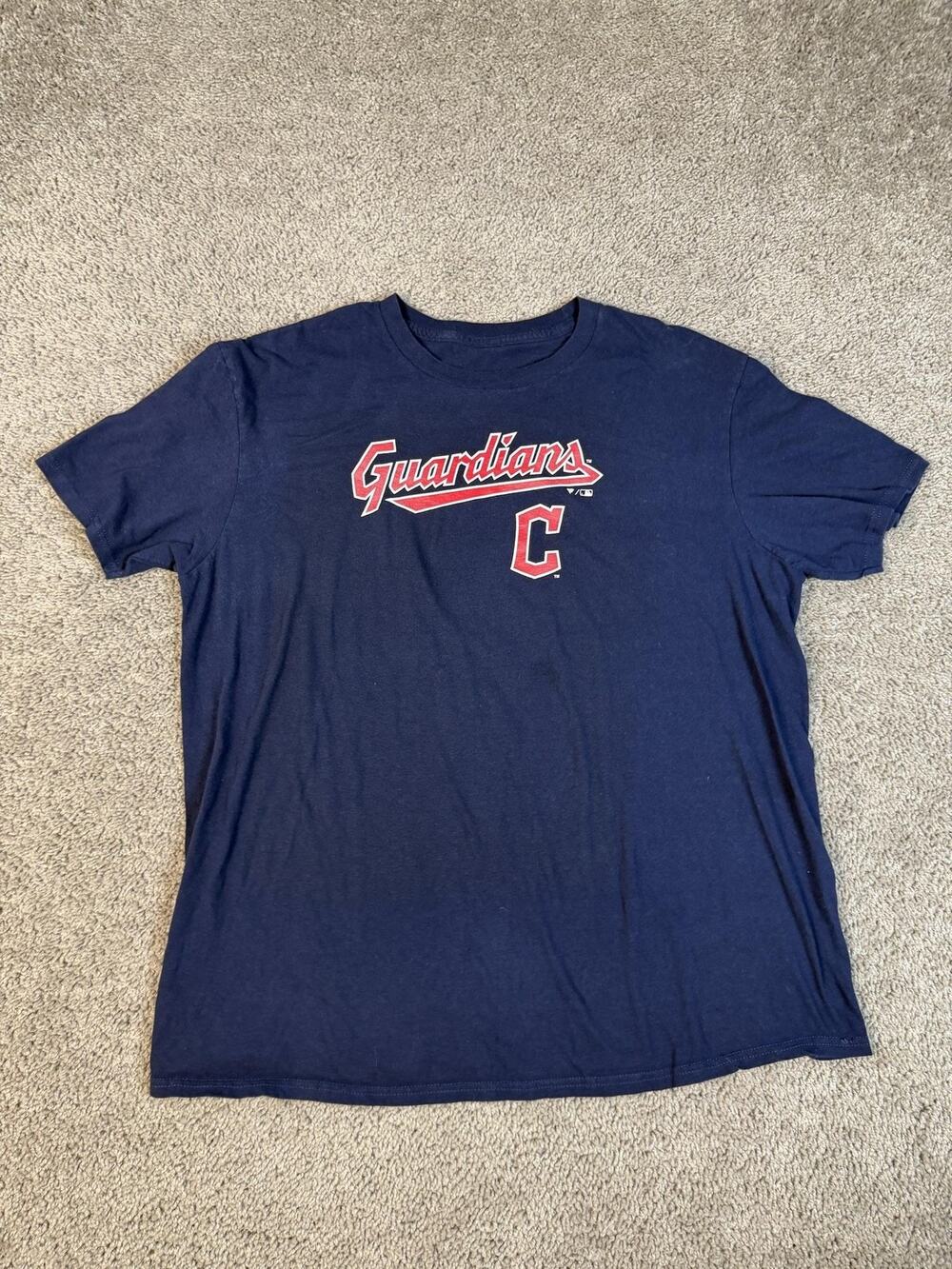 Cleveland Guardians Shirt Mens L Blue MLB Baseball Fanatics Graphic Logo
